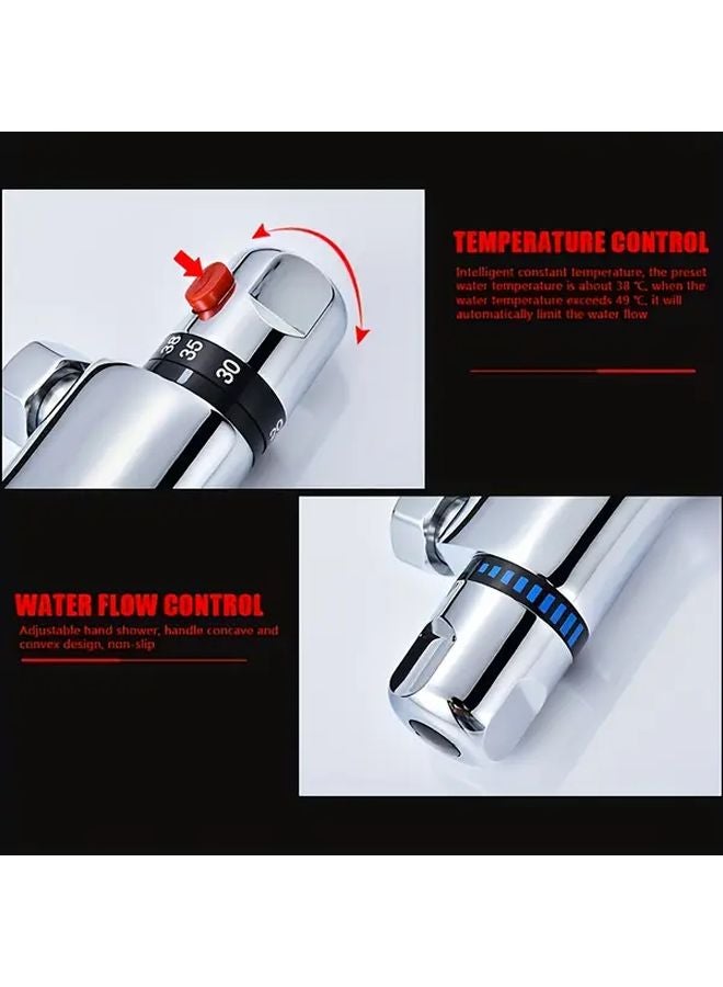Silvery Thermostatic Shower Mixer Valve Easy Install No Power Overheat Protection - Image 5